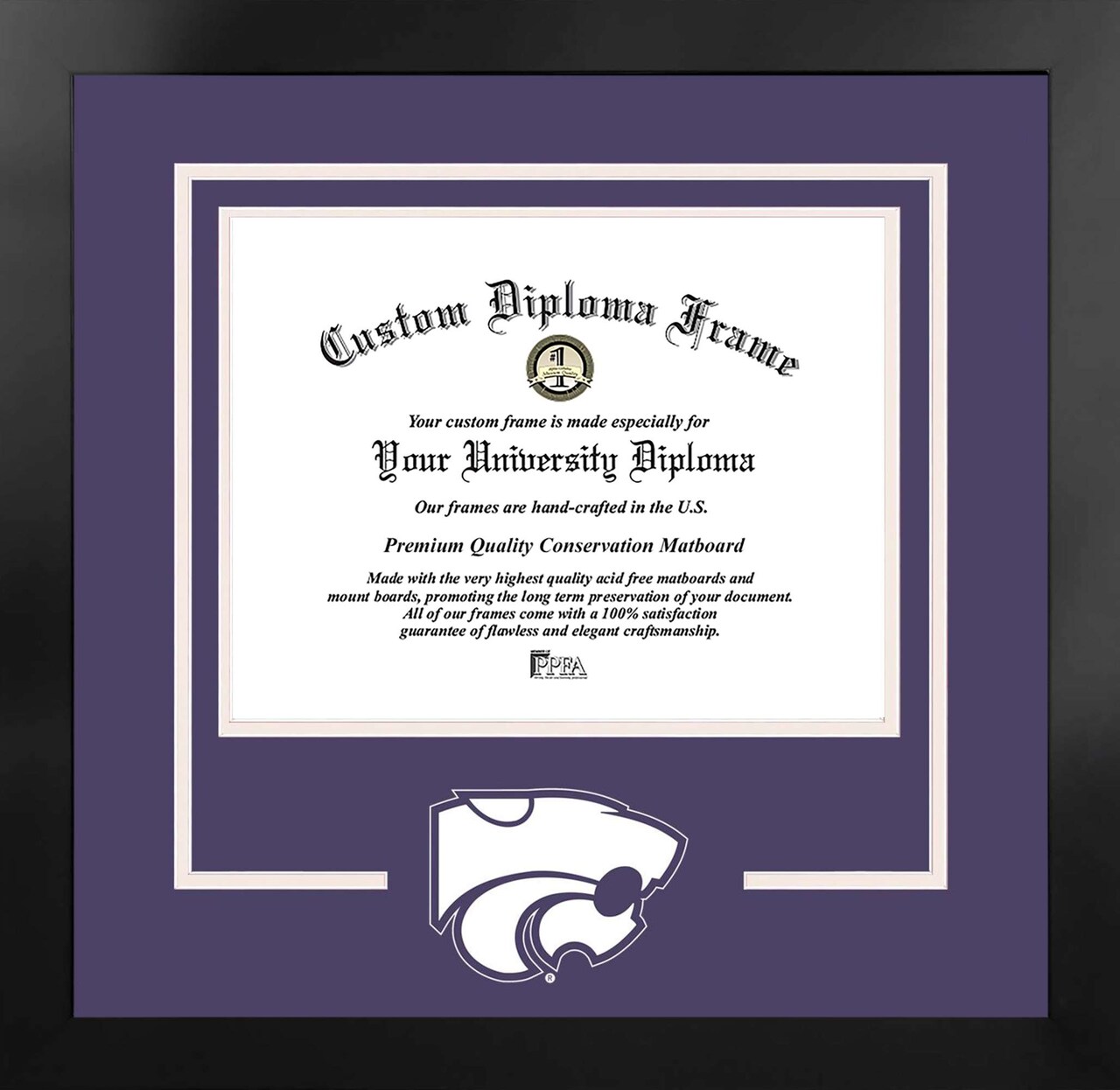 Kansas State Wildcats 11w x 8.5h Spirit Diploma Manhattan Black Frame with Bonus Campus Images Lithograph (value savings $59)